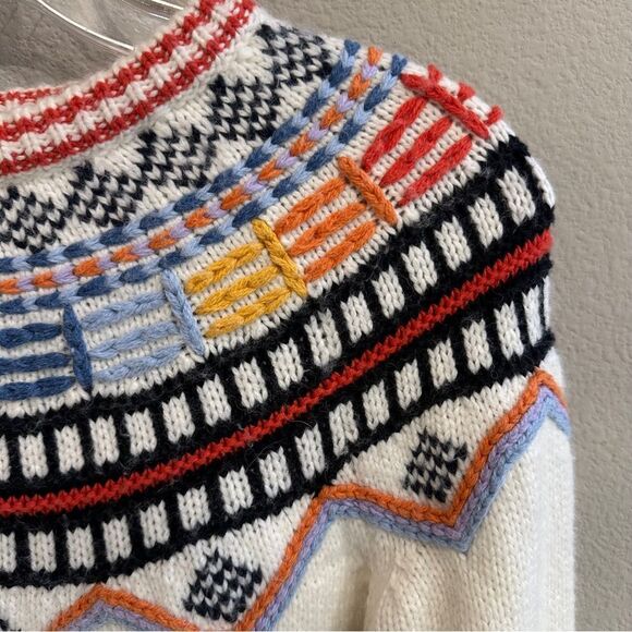 Marine Layer | XS | Archive Lomas Sweater Wool Alpaca Blend Ivory Multicolor Top - Picture 3 of 8